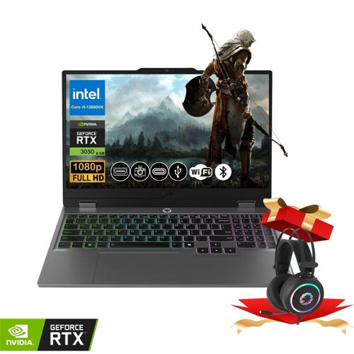 LOQ Gaming Notebook i5-12600HX 48GB RAM 2TB SSD RTX3050 6GB 15.6" FHD 144Hz IPS FreeDOS 83GS00P8TR ATL101 + Kulak