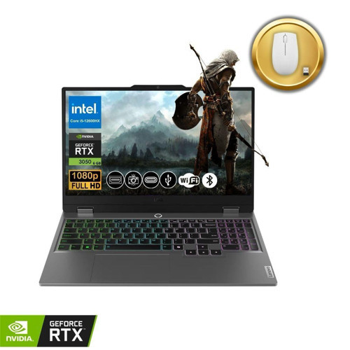 LOQ Gaming Notebook i5-12600HX 40GB RAM 1TB SSD RTX3050 6GB 15.6" FHD 144Hz IPS FreeDOS 83GS00P8TR ATL55 +Mouse