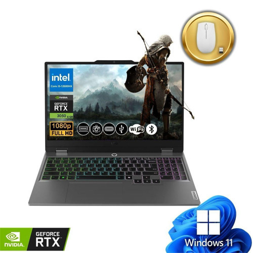 LOQ Gaming Notebook i5-12600HX 32GB RAM 2TB SSD RTX3050 6GB 15.6" FHD 144Hz IPS Win11Pro 83GS00P8TR ATL116 +Mouse