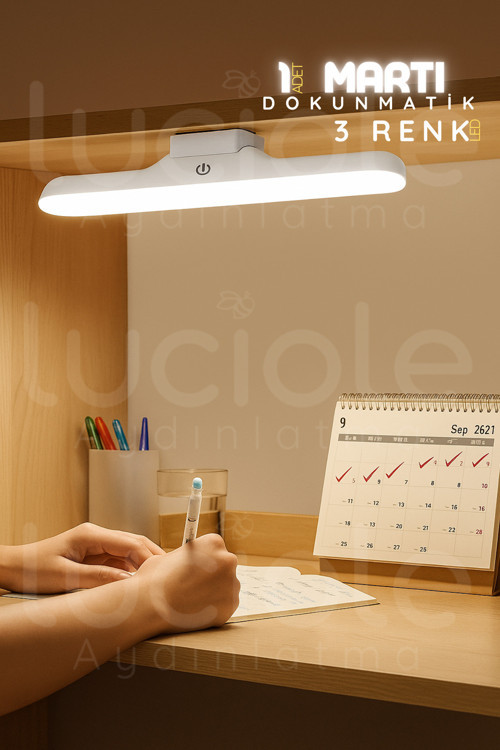 USB Şarjlı Martı LED Lamba | 3W Dokunmatik – 3 Renk Işık – Mıknatıslı ve Taşınabilir Tasarım (30 cm)
