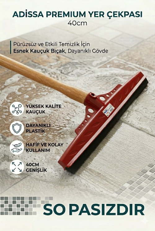 Premium Kırmızı Çekpas Çekçek Yersil Ucu 40 Cm Sağlam Kauçuk Dayanıklı Plastik (Sap Hariçtir)