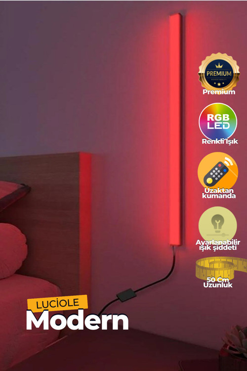 Uzaktan Kumandalı Led Lamba - Yatak Üstü, Tv Yanı ,oturma Odası - Rgb Çok Renkli 50 cm