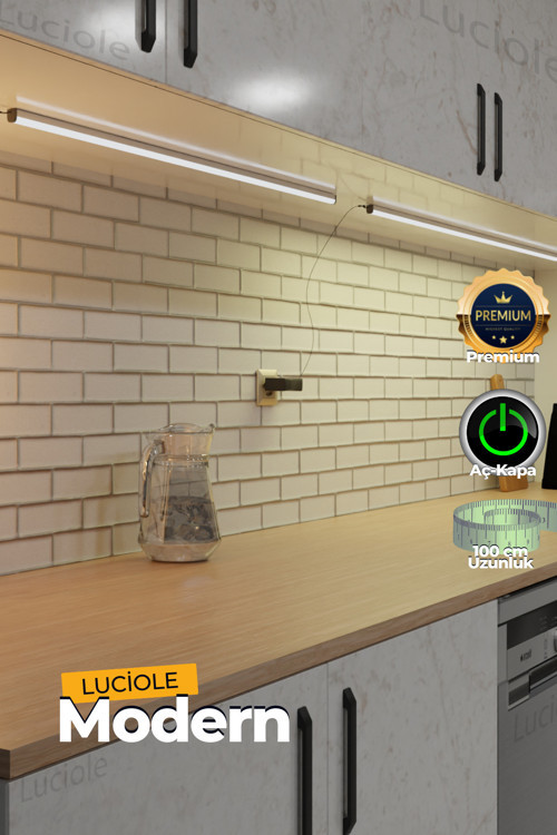 Mutfak tezgah altı led ışık aç kapa günışığı bar yapışkanlı 1 metre - abajur