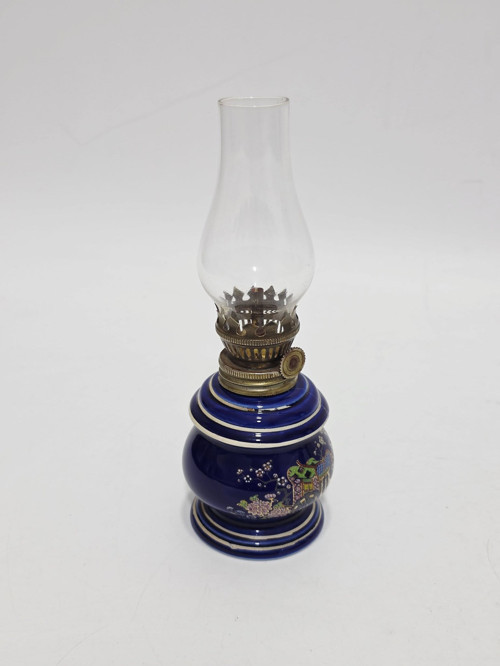 Çiçek Desenli Antika Porselen Gaz Lambası 028