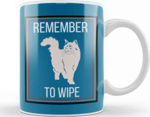 Remember To Wıpe Cat Kupa Bardak Porselen