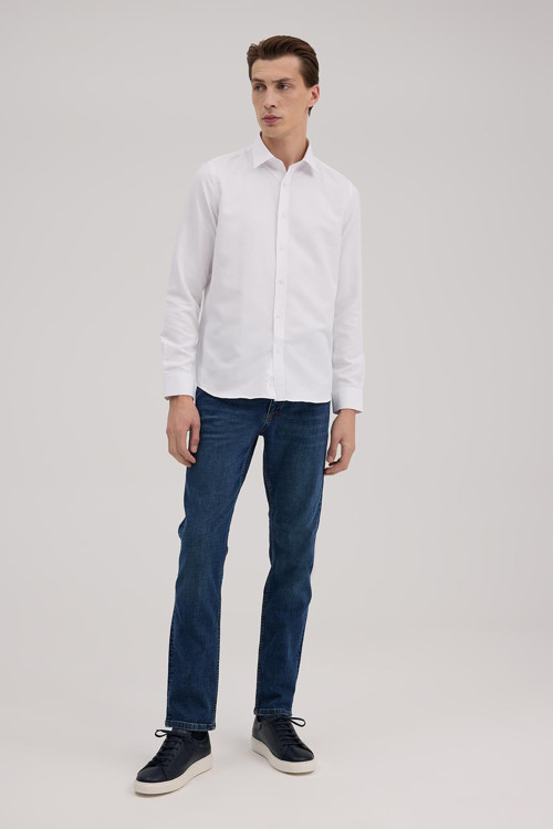 Lacivert Slim Fit Jean Kot Pantolon