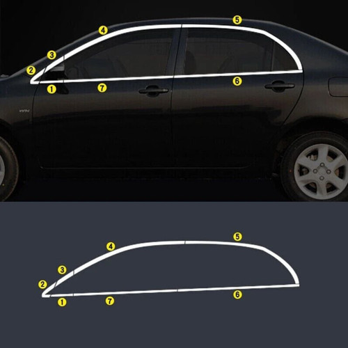 Toyota corolla cam çerçevesi kenar çıtası krom tamtur 2007 / 2013 12 parça