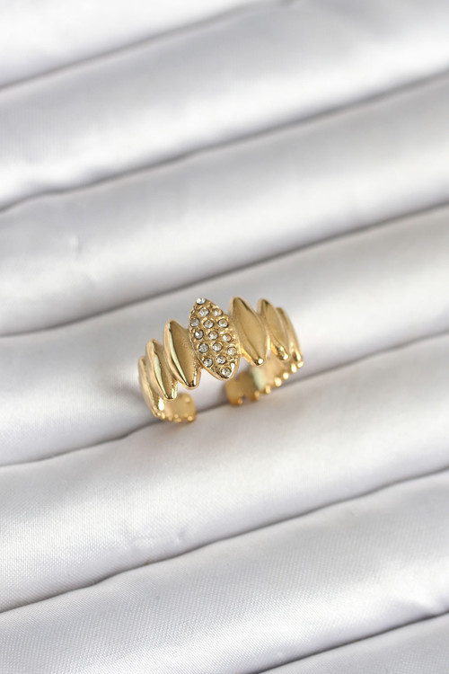 Gold Renk Zirkon Taşlı Vintage Model Kadın Yüzük - EBJ260418W41939