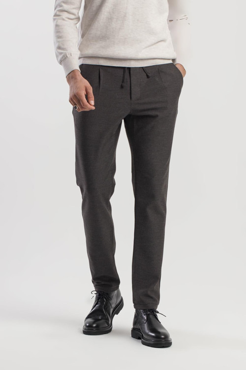 Siyah Comfort Fit Beli Lastikli Yan Cep Pantolon