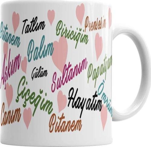 Aşkım Canım Çiçeğim Kupa Bardak Porselen