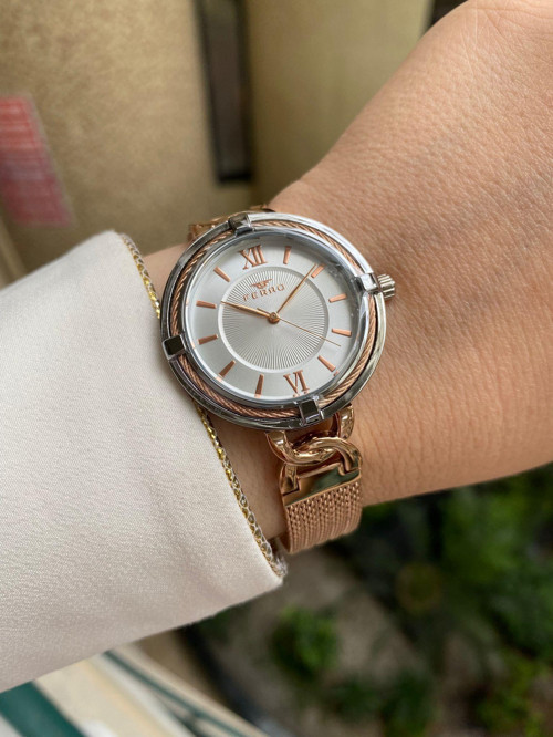 F21092C-E Quartz Hasır Rose 34 mm Kadın Kol Saati
