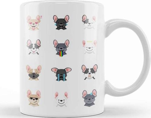 French Bulldog Emoji 01 Kupa Bardak Porselen