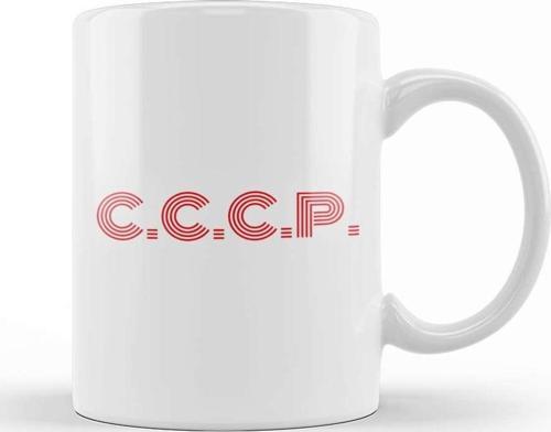 Communist Cccp Red Font Kupa Bardak Porselen