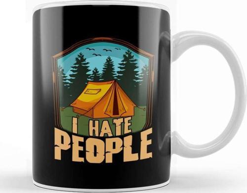 Cute & Funny I Hate People Camping Tent Camper Pun Kupa Bardak Porselen