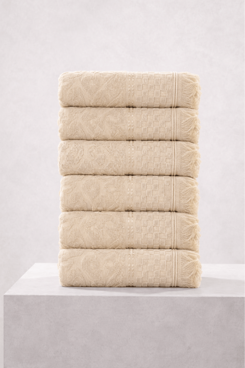 6'lı Agora Krem El Havlusu - 50x80 Cm, 170 Gr, %100 Pamuk, Spa Ve Otel Havlusu