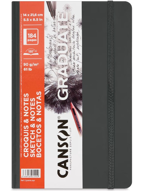 Graduate Sert Kapaklı Eskiz Defteri 90gr 14x21,6 184 Sayfa / 92 Yaprak - Siyah