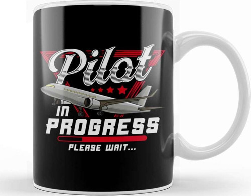 Pilot In Progress Please Wait Cute Future Airplane Kupa Bardak Porselen