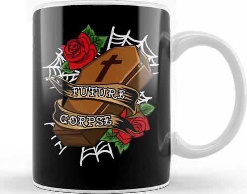 Funny Future Corpse Coffin Pastel Goth Horror Pun Kupa Bardak Porselen