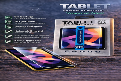iPad Air 11 2024 Uyumlu Tablet Ekran Koruyucu 9H Tempered Glass HD Şeffaf Dayanıklı Cam