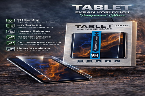 Samsung Galaxy Tab S8 Plus Uyumlu Tablet Ekran Koruyucu 9H Tempered Glass Hd Şeffaf Darbe Dayanıklı Cam