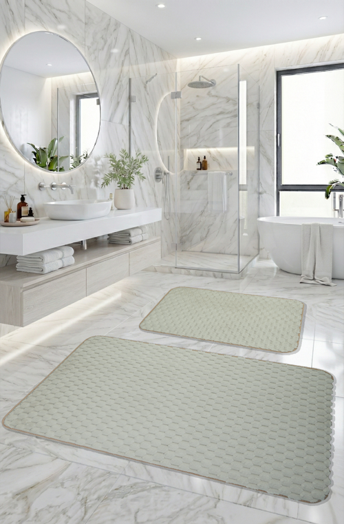 Söğüt Kaymaz Taban, Yumuşacık, Süper Emici 2'li Banyo Paspası Seti