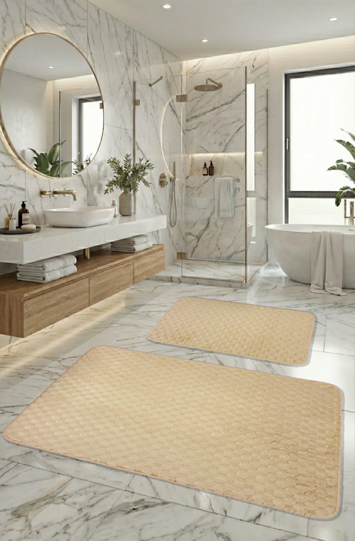 Söğüt Kaymaz Taban, Yumuşacık, Süper Emici 2'li Banyo Paspası Seti