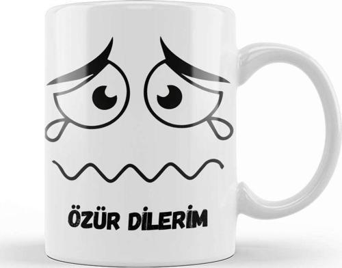 Özür Dilerim Komik Özür Mesajı Kupa Bardak Porselen