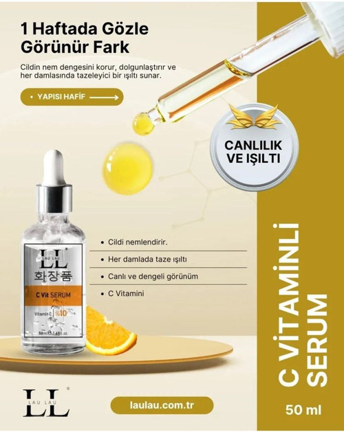 C Vitamini Serum Aydınlatıcı, Yenileyici & Leke Karşıtı %10 Saf C Vitamini 50 ml