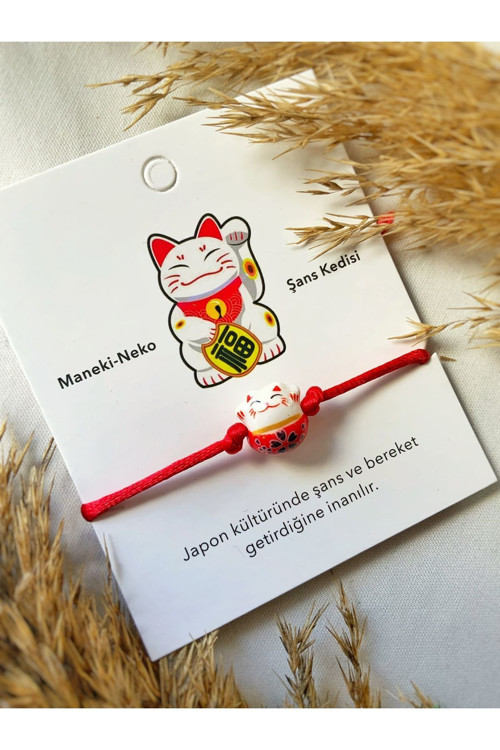 Şans Kedisi Seramik Maneki Neko Hediyelik Bileklik