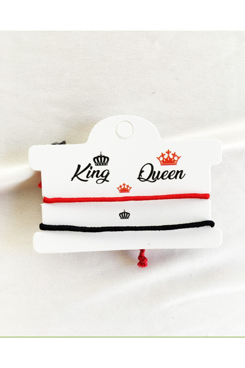 King Queen 2'li Kral Kraliçe Ip Çift Bileklik Seti Bff, Sevgili Bilekliği Hediyelik Bileklik