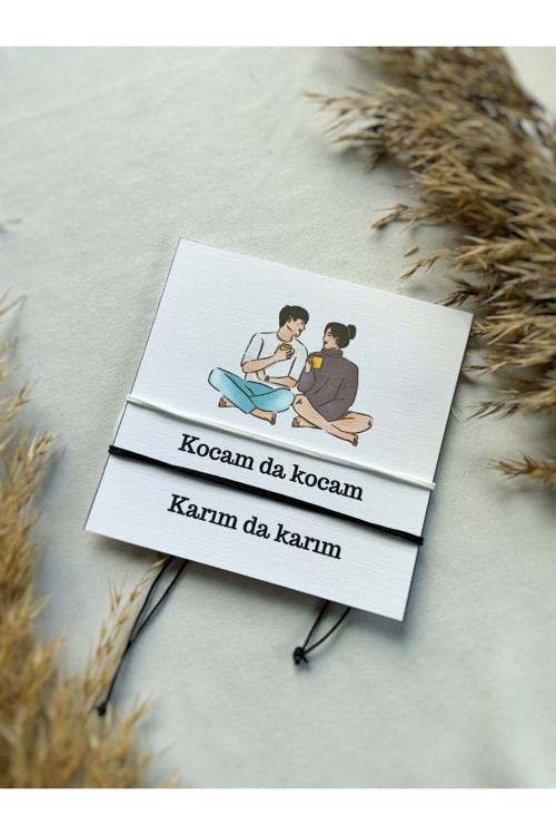 Kocam da kocam karım da karım çift bilekliği eş bilekliği siyah beyaz