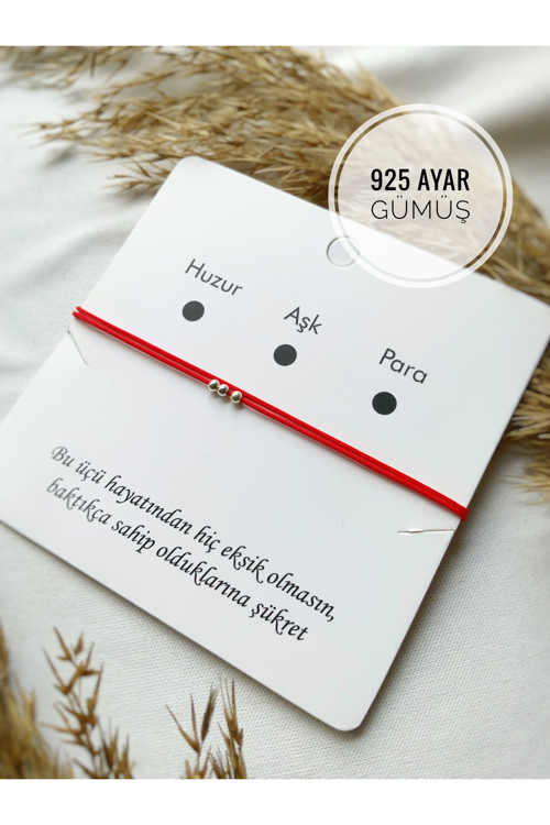 925 ayar gümüş Kırmızı Huzur Aşk Para bilekliği