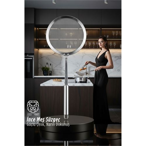ieg™ Giulia Serie Lüks İnce Meş Süzgeç - 34 cm Profesyonel Mutfak İmzası 304 Paslanmaz Çe