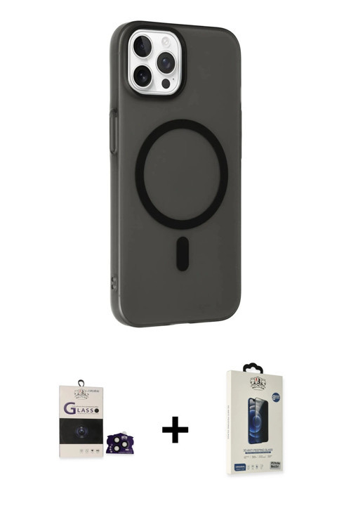 ieg™ iPhone 14 Pro Max Kılıf Çekirdek Modern Prime - Siyah Bilvis Hayalet Cam Ekran Koruyucu + Siyah