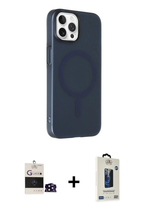 ieg™ iPhone 14 Pro Max Kılıf Çekirdek Modern Prime - Siyah Bilvis Hayalet Cam Ekran Koruyucu + Siyah