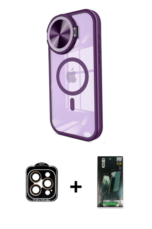 ieg™ iPhone 15 Pro Max Kılıf Kıvılcım Modern Koleksiyonu - Siyah 360 Mat Full Body Arka Koruyucu + T