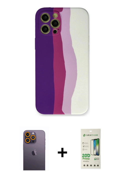 ieg™ iPhone 12 Pro Max Kılıf Yadigar Çizgi - Siyah 20D Premium Cam Ekran Koruyucu + Sarı Neon Fosfor