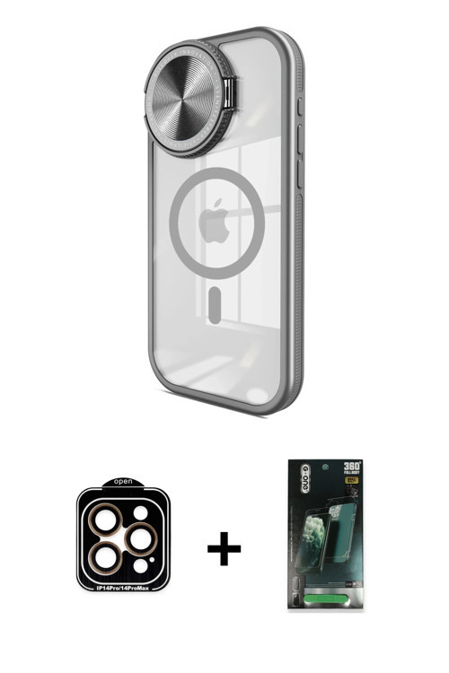 ieg™ iPhone 15 Pro Max Kılıf Kıvılcım Modern Koleksiyonu - Siyah 360 Mat Full Body Arka Koruyucu + T