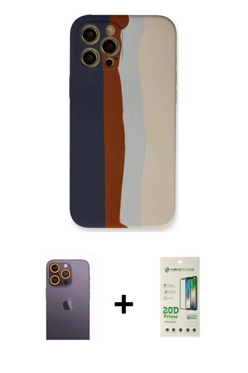 ieg™ iPhone 12 Pro Max Kılıf Yadigar Çizgi - Siyah 20D Premium Cam Ekran Koruyucu + Sarı Neon Fosfor