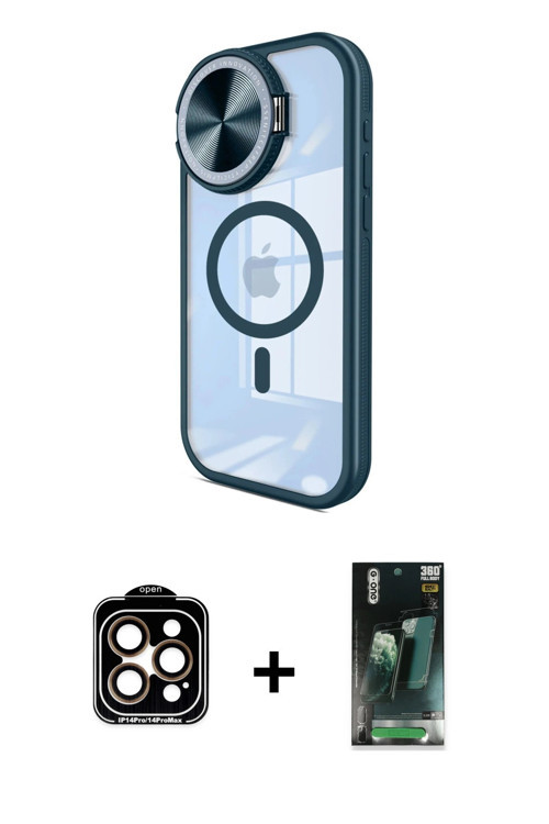 ieg™ iPhone 15 Pro Max Kılıf Kıvılcım Modern Koleksiyonu - Siyah 360 Mat Full Body Arka Koruyucu + T