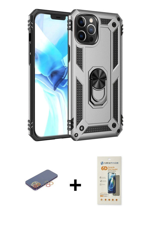 ieg™ iPhone 12 Pro Max Kılıf Ahenk Klasik Koleksiyonu - Siyah 6D Mat Seramik Hayalet Nano Ekran Koru