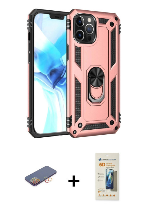 ieg™ iPhone 12 Pro Max Kılıf Ahenk Klasik Koleksiyonu - Siyah 6D Mat Seramik Hayalet Nano Ekran Koru