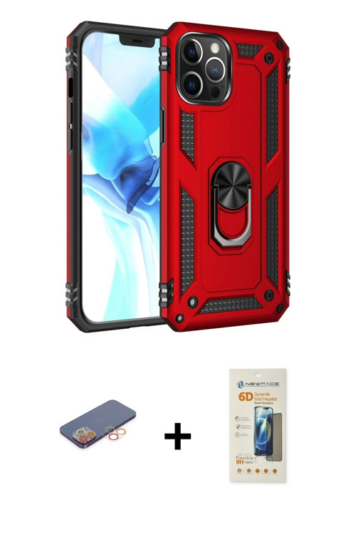 ieg™ iPhone 12 Pro Max Kılıf Ahenk Klasik Koleksiyonu - Siyah 6D Mat Seramik Hayalet Nano Ekran Koru
