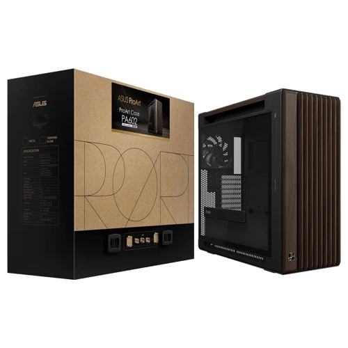 ProArt PA602 WALNUT WOOD TG Temperli Cam USB-C E-ATX Mid-Tower Gaming (Oyuncu) Kasası (90DC00J0-B09030)