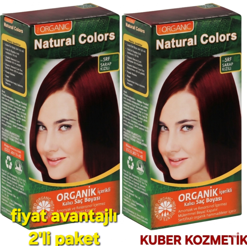 5RF Şarap Kızılı Organik İçerikli Amonyaksız Kalıcı Saç Boyası 2 Paket