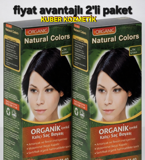 1N Siyah Organik İçerikli Amonyaksız Kalıcı Saç Boyası 2 Paket