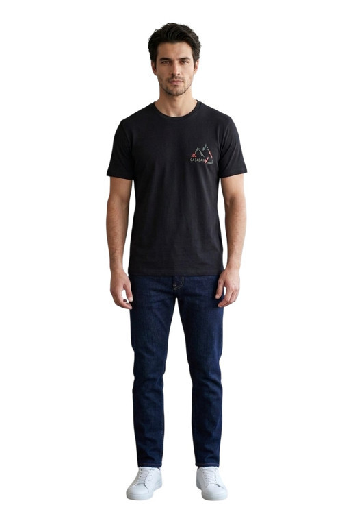 44330 Siyah Erkek Bisiklet Yaka Tshirt