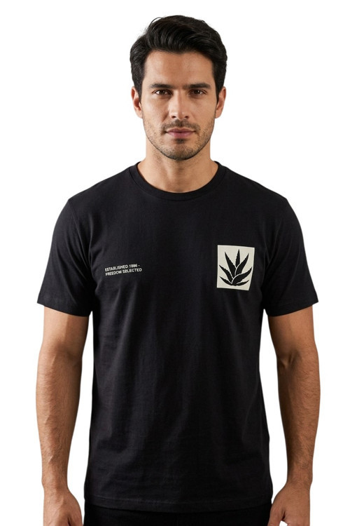 44165 Siyah Erkek Bisiklet Yaka Tshirt