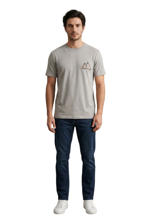 44330 Gri Erkek Bisiklet Yaka Tshirt
