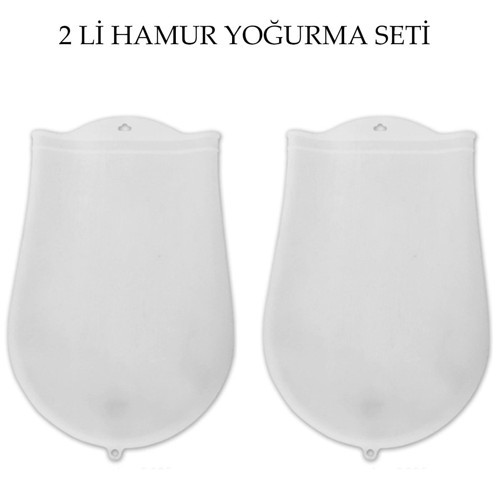Hamur Torbası 2 li Set Orta ve Büyük Hamur Silikon Şeffaf Yoğurma Torbası Ekmek Makarna Mantı Yoğur (4604)